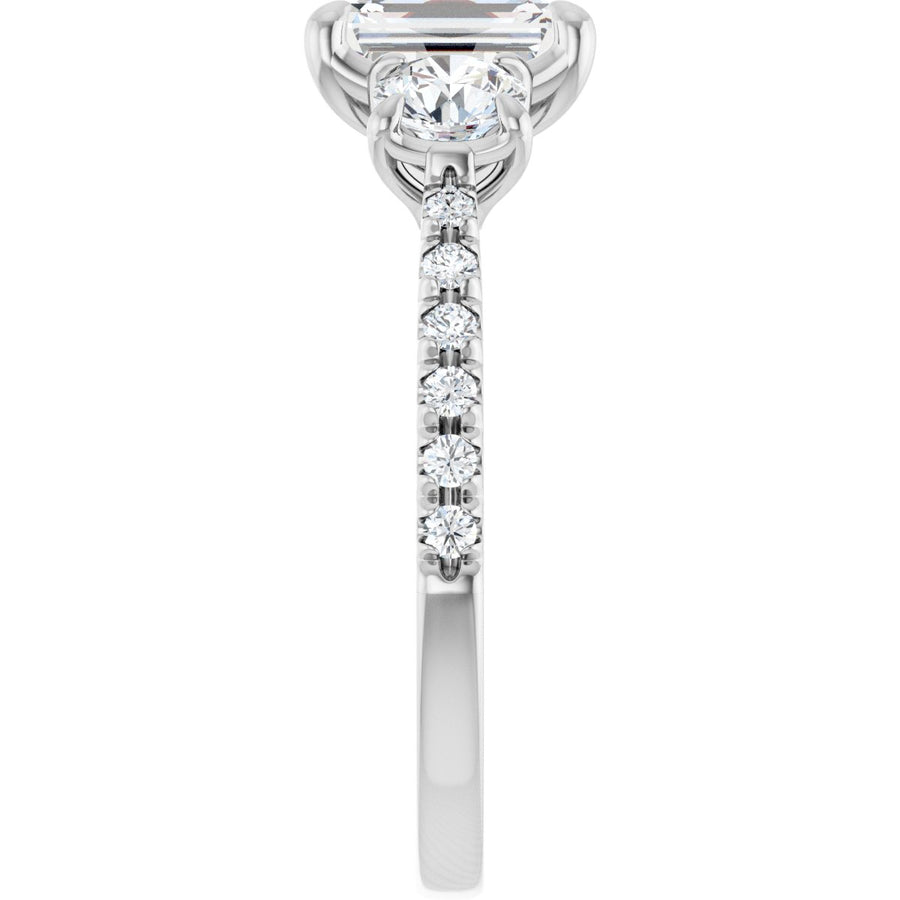 Emerald Three-Stone Engagement Ring Semi-Mount - gallery - Series 123447