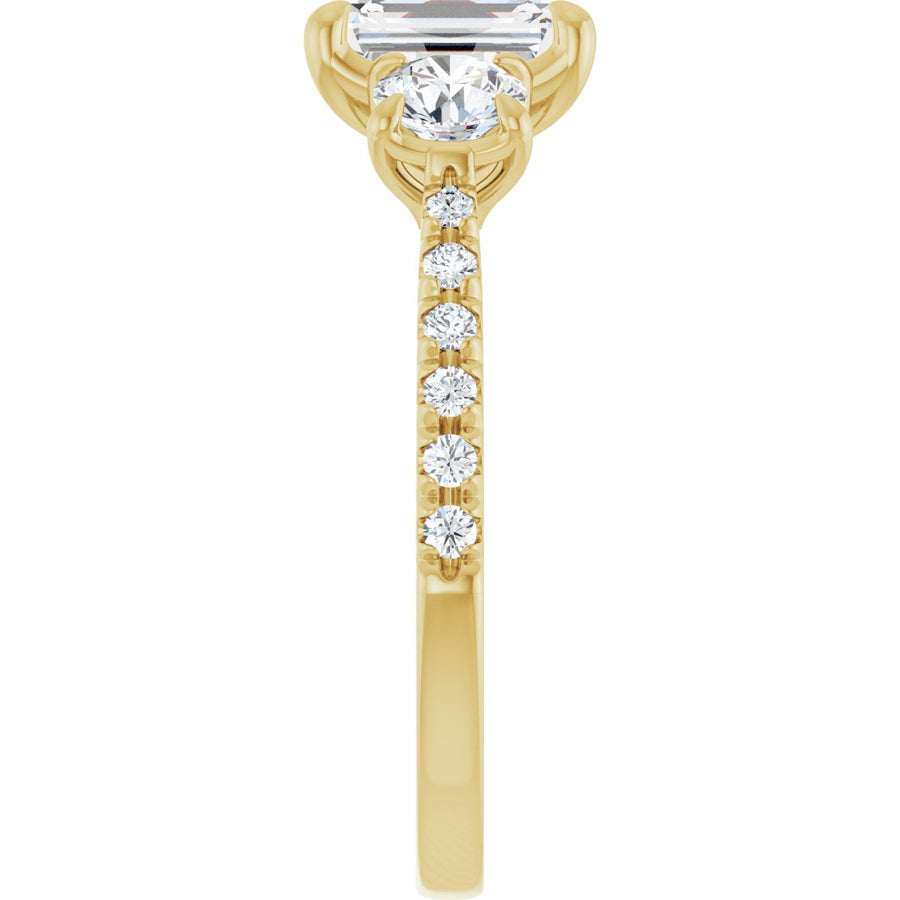 Emerald Three-Stone Engagement Ring Semi-Mount - gallery - Series 123447