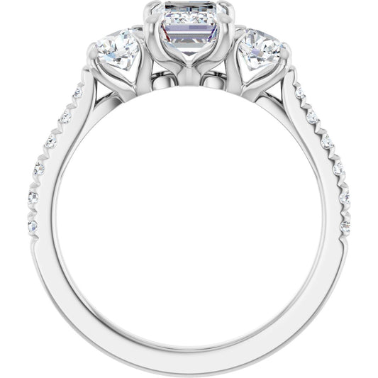 Emerald Three-Stone Engagement Ring Semi-Mount - gallery - Series 123447