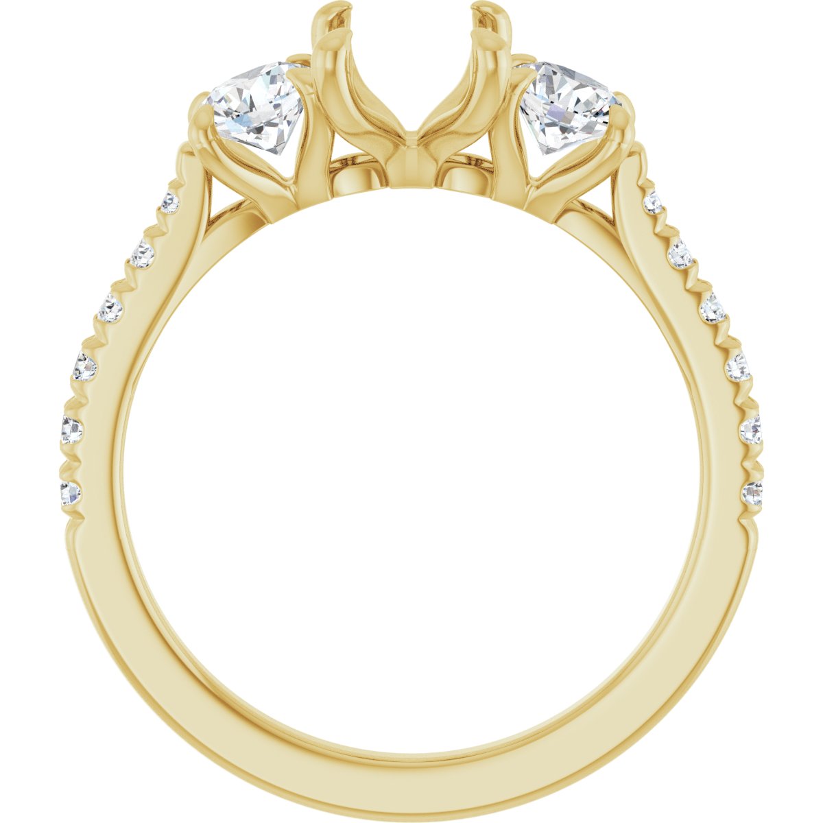 Emerald Three-Stone Engagement Ring Semi-Mount - gallery - Series 123447