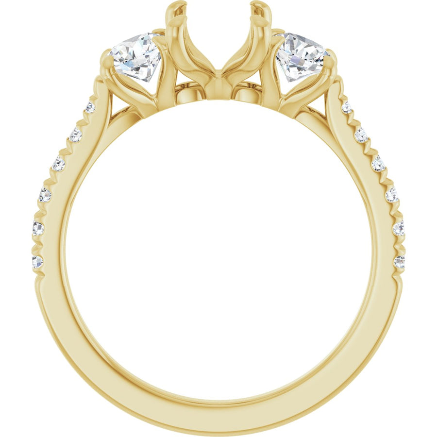 Emerald Three-Stone Engagement Ring Semi-Mount - gallery - Series 123447