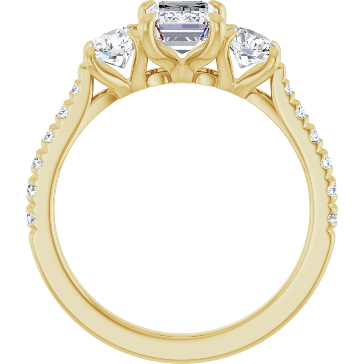 Emerald Three-Stone Engagement Ring Semi-Mount - gallery - Series 123447