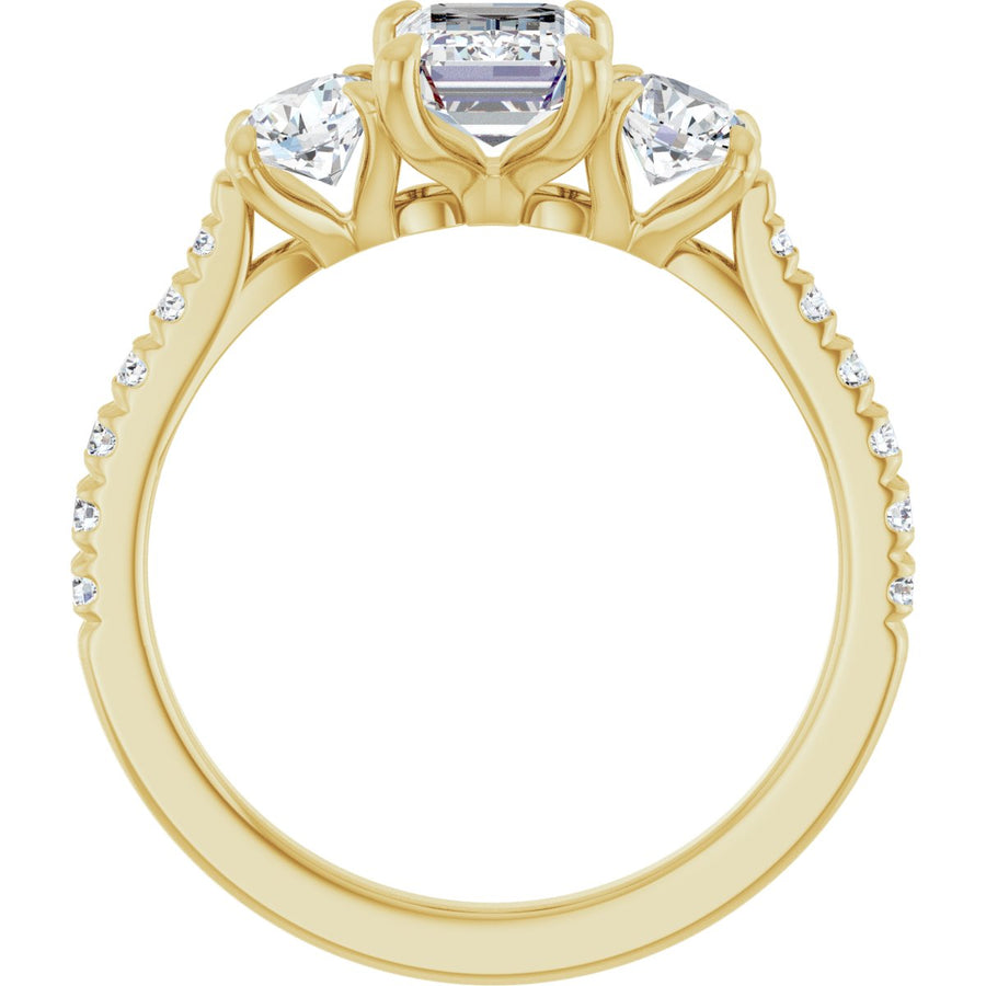 Emerald Three-Stone Engagement Ring Semi-Mount - gallery - Series 123447