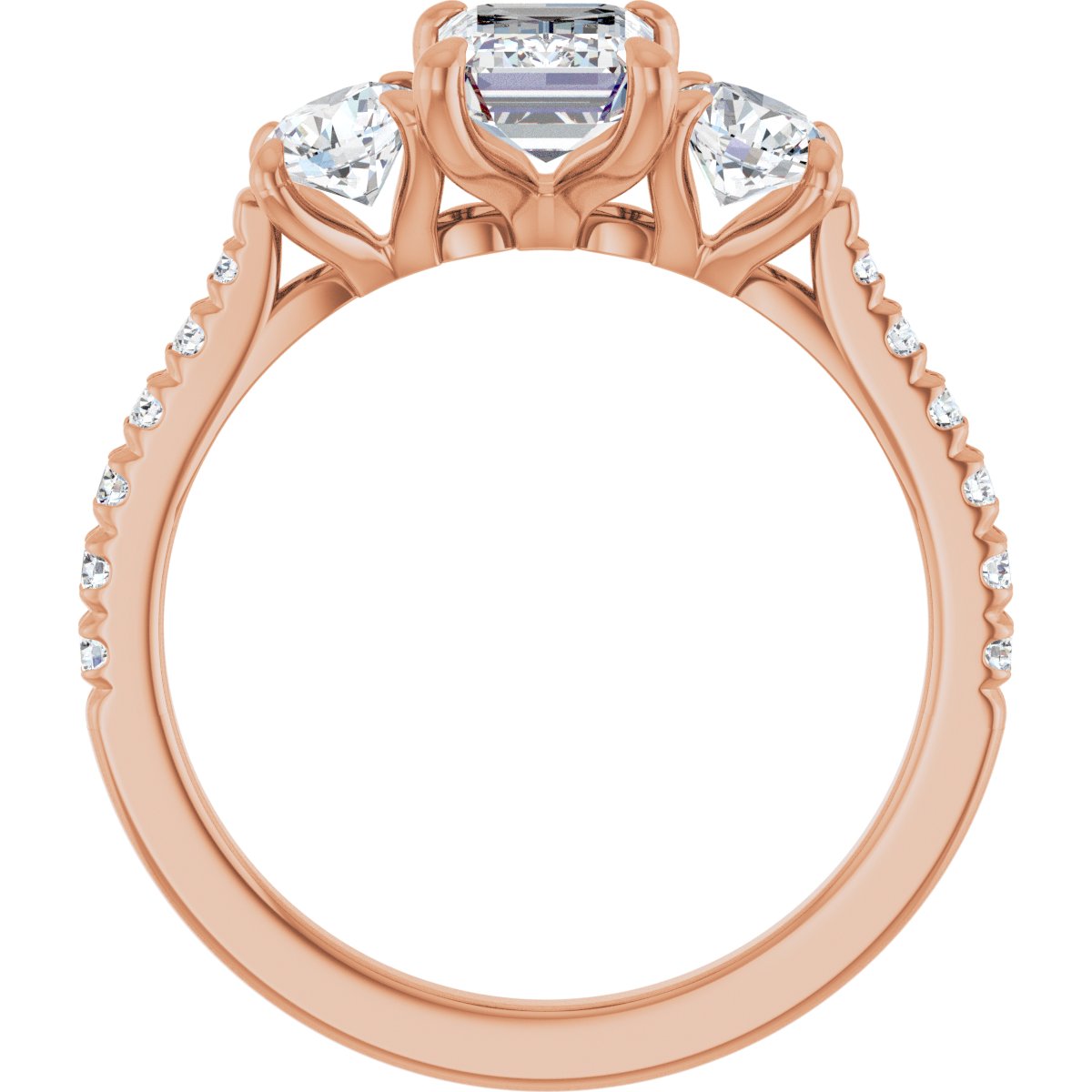 Emerald Three-Stone Engagement Ring Semi-Mount - gallery - Series 123447