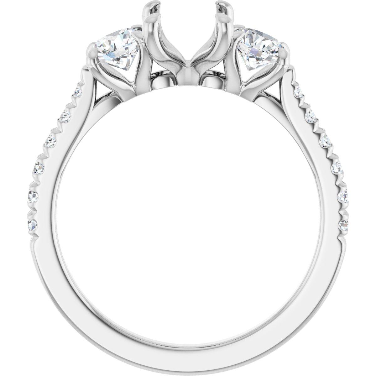 Emerald Three-Stone Engagement Ring Semi-Mount - gallery - Series 123447