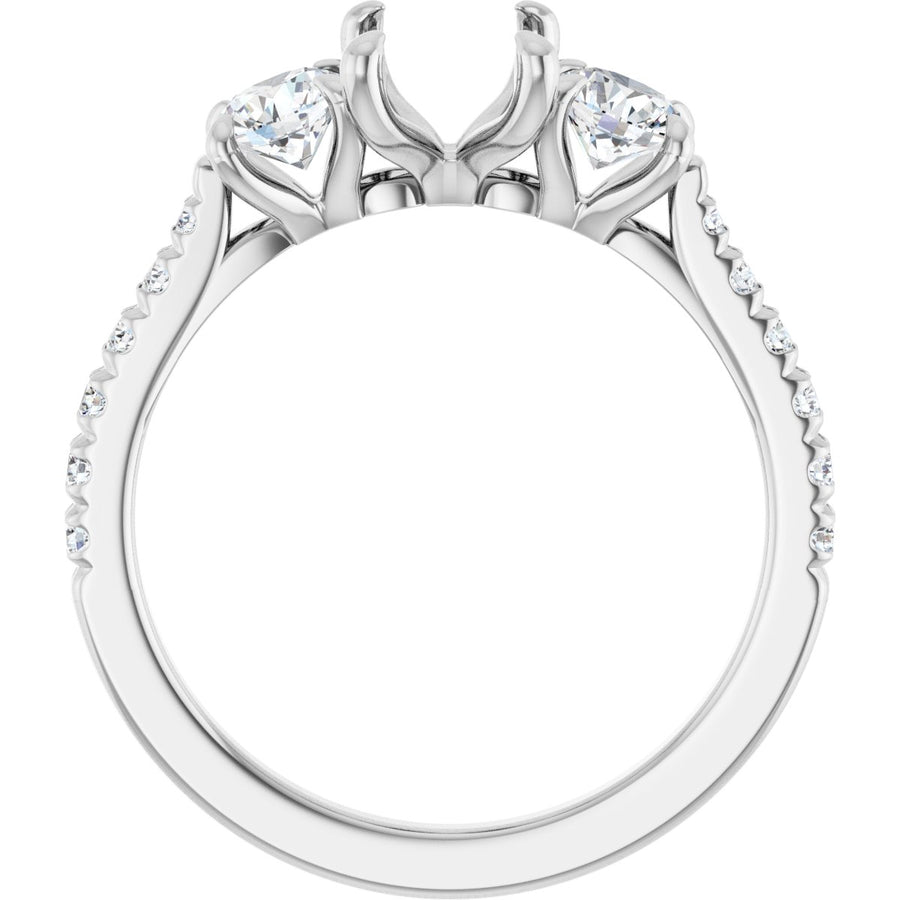 Emerald Three-Stone Engagement Ring Semi-Mount - gallery - Series 123447