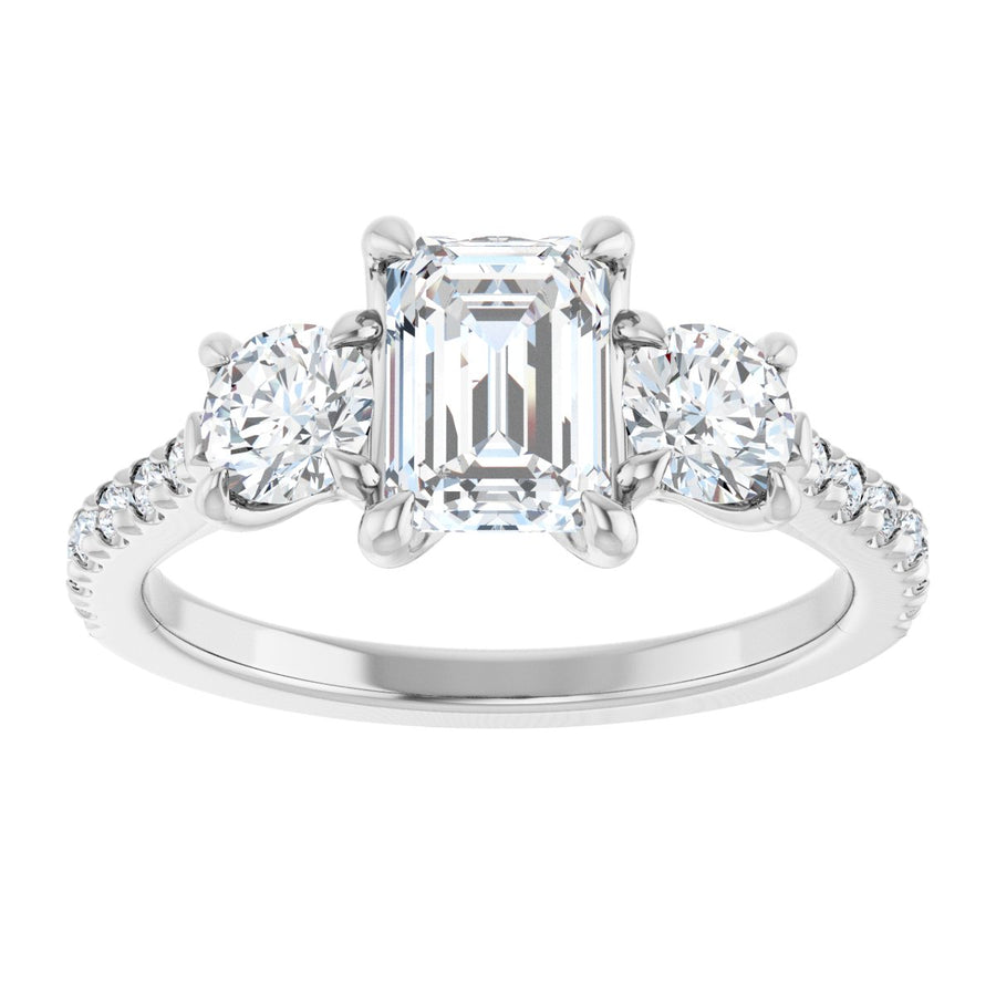 Emerald Three-Stone Engagement Ring Semi-Mount - gallery - Series 123447