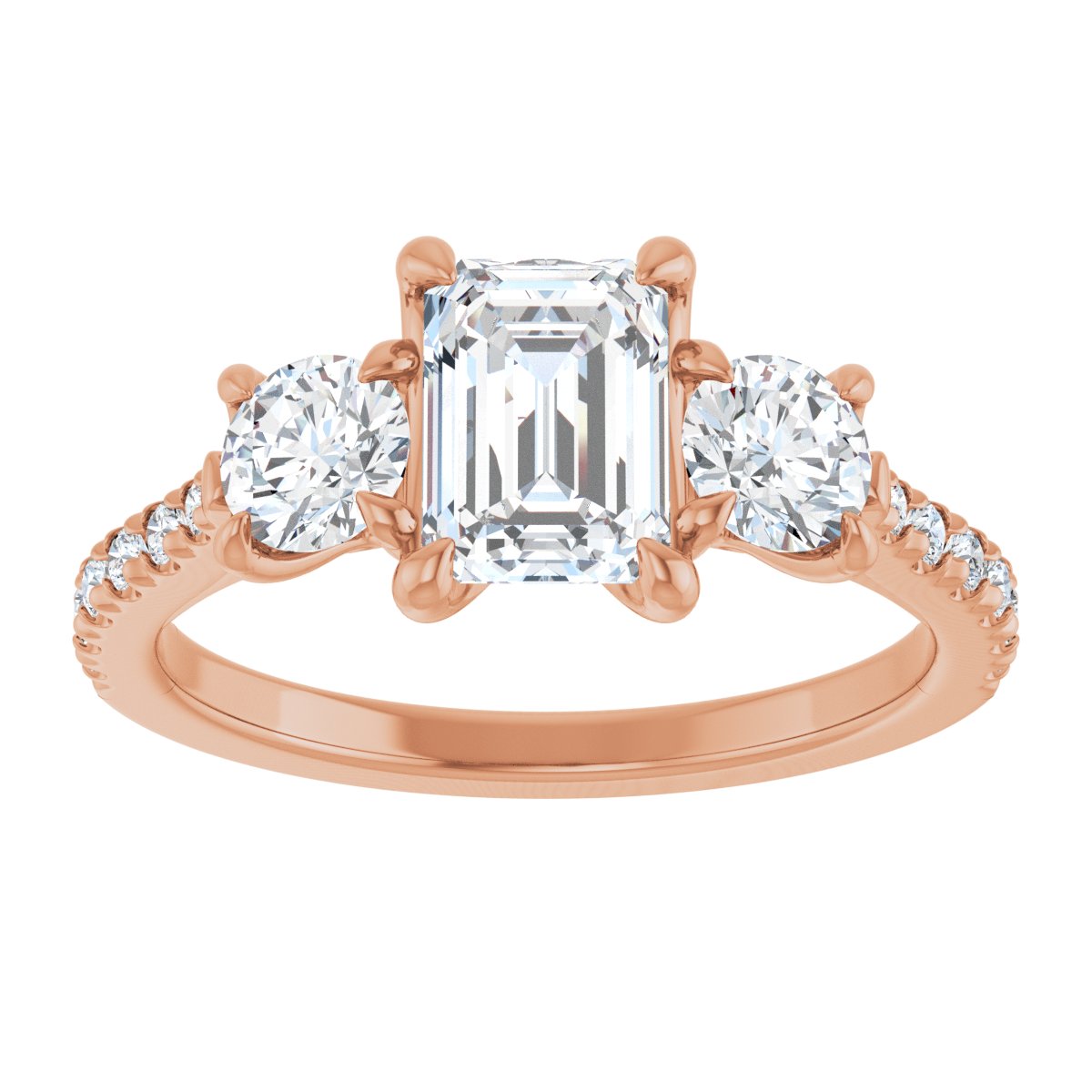 Emerald Three-Stone Engagement Ring Semi-Mount - gallery - Series 123447