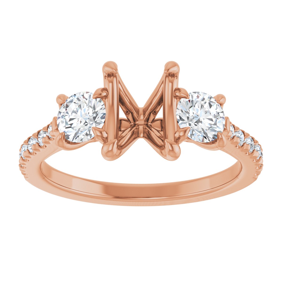 Emerald Three-Stone Engagement Ring Semi-Mount - gallery - Series 123447