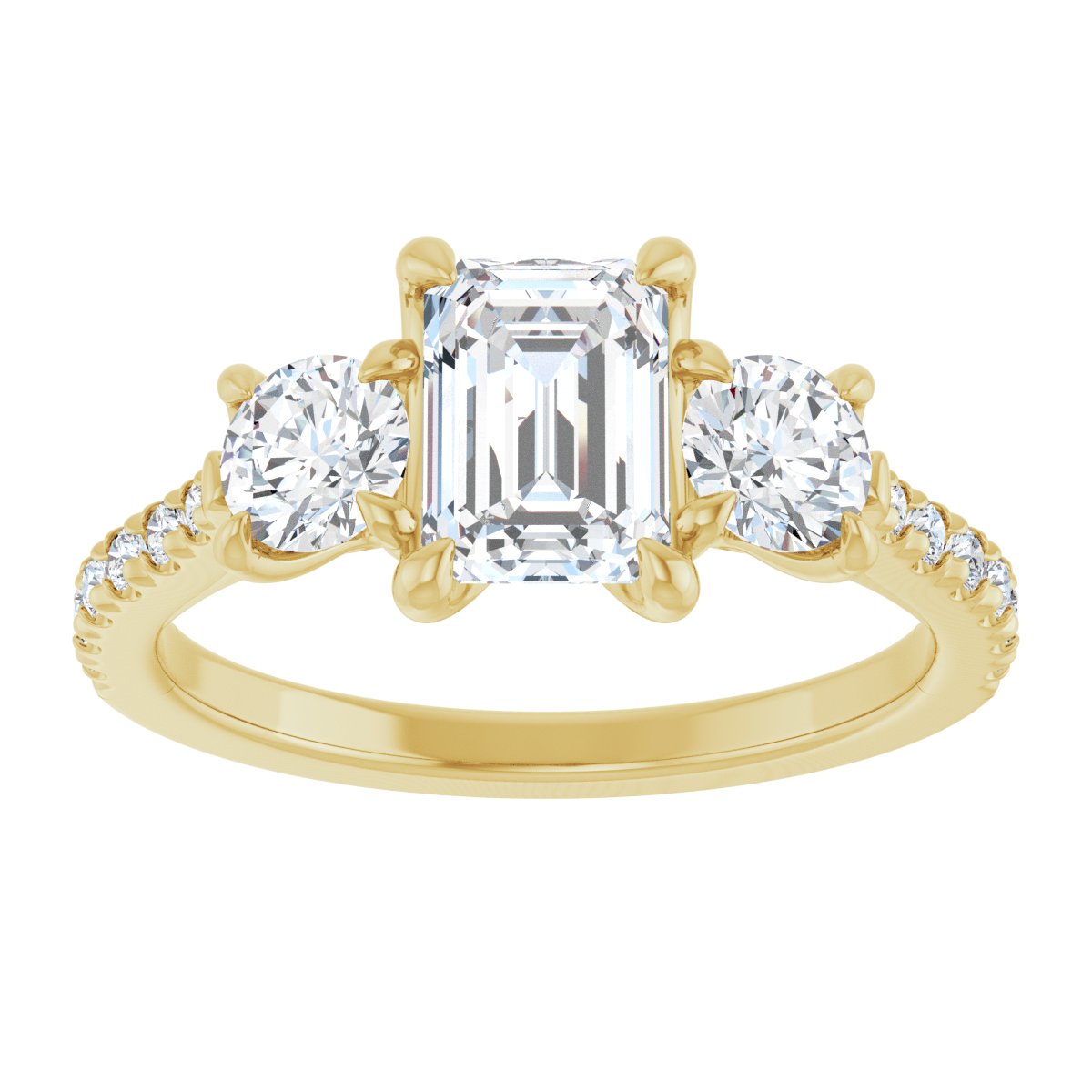 Emerald Three-Stone Engagement Ring Semi-Mount - gallery - Series 123447