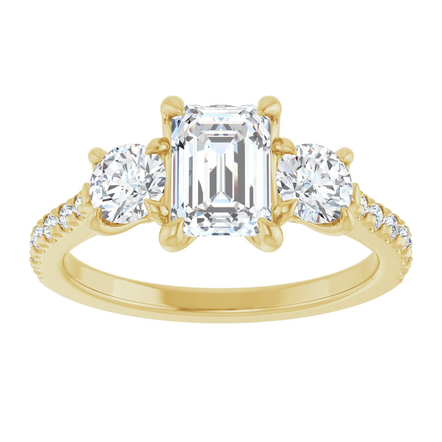 Emerald Three-Stone Engagement Ring Semi-Mount - gallery - Series 123447