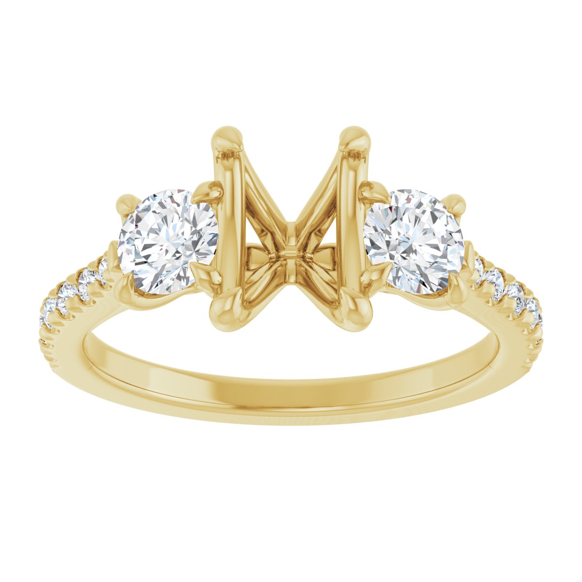 Emerald Three-Stone Engagement Ring Semi-Mount - gallery - Series 123447