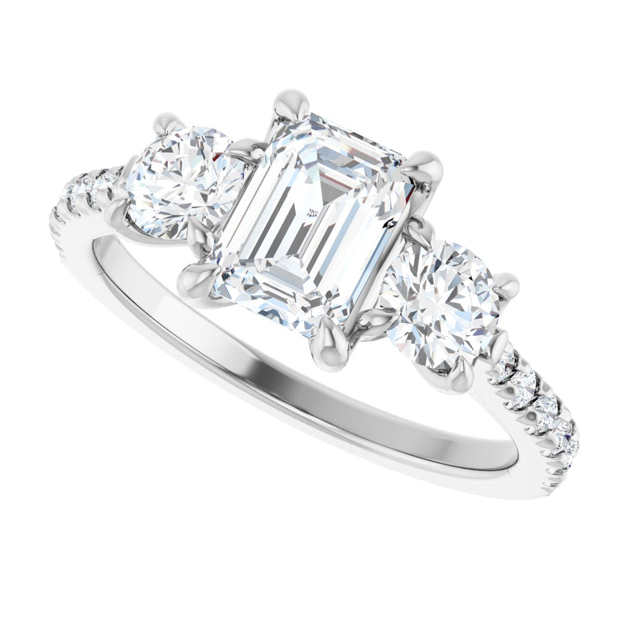 Emerald Three-Stone Engagement Ring Semi-Mount - gallery - Series 123447