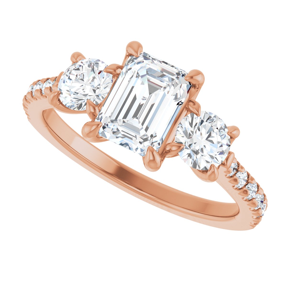 Emerald Three-Stone Engagement Ring Semi-Mount - gallery - Series 123447