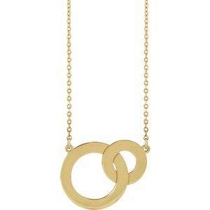 14K Yellow Gold Engravable Interlocking Circles 18" Necklace