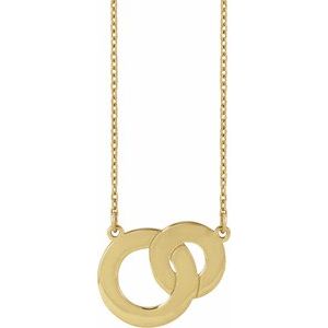 14K Yellow Gold Engravable Interlocking Circles 18" Necklace