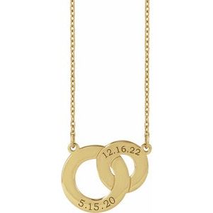 14K Yellow Gold Engravable Interlocking Circles 18" Necklace