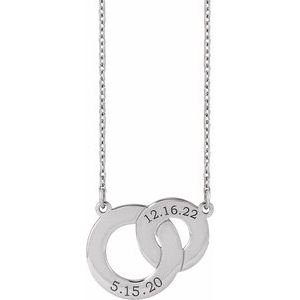 Platinum Engravable Interlocking Circles 18" Necklace