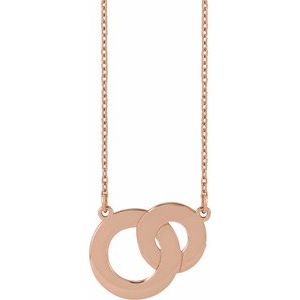 14K Rose Gold Engravable Interlocking Circles 18" Necklace