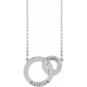 Sterling Silver Engravable Interlocking Circles 18" Necklace