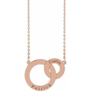 14K Rose Gold Engravable Interlocking Circles 18" Necklace