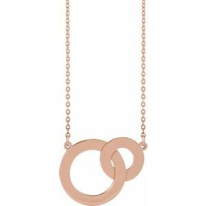 14K Rose Gold Engravable Interlocking Circles 18" Necklace