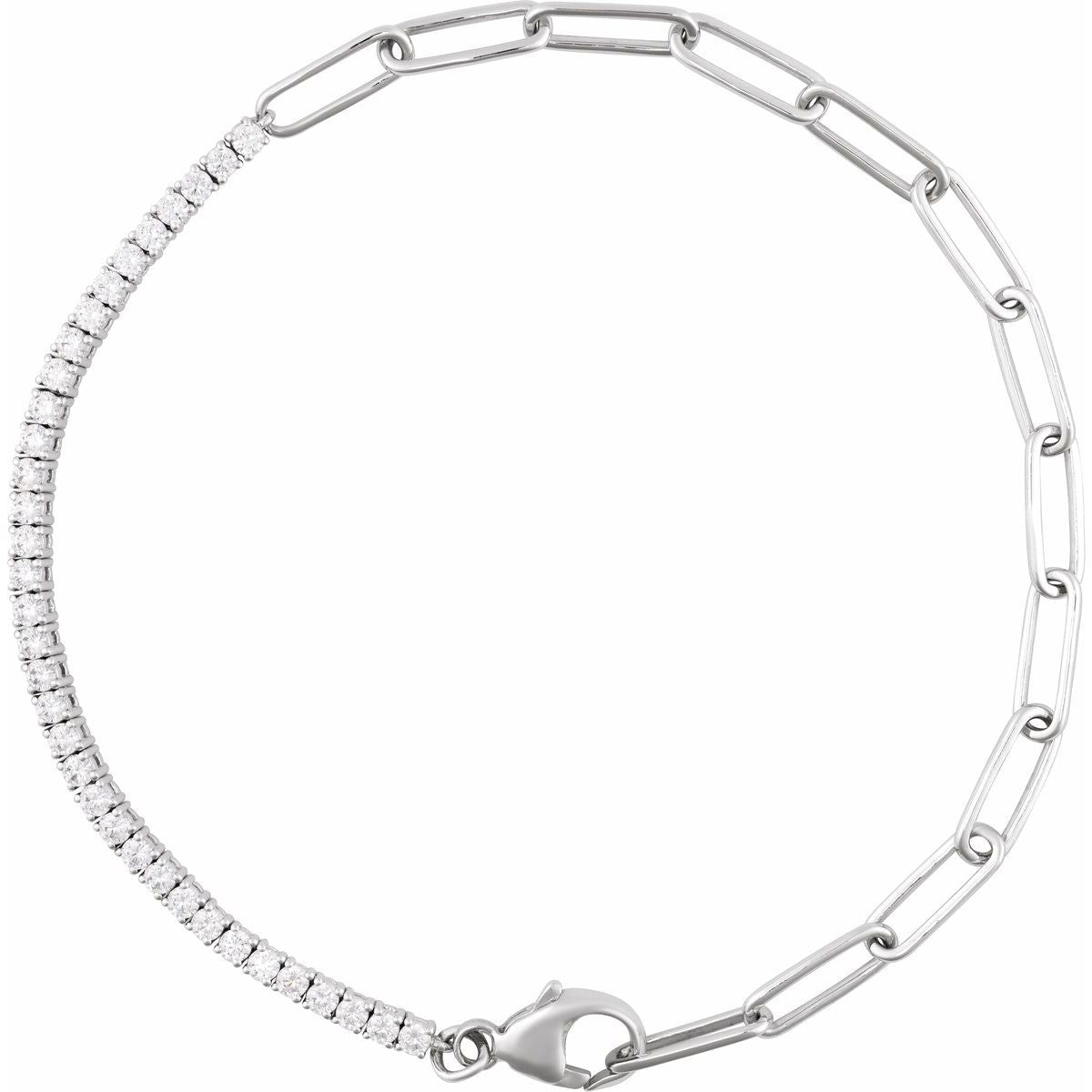 Line Bracelet - 14K White Gold - Series BRC924