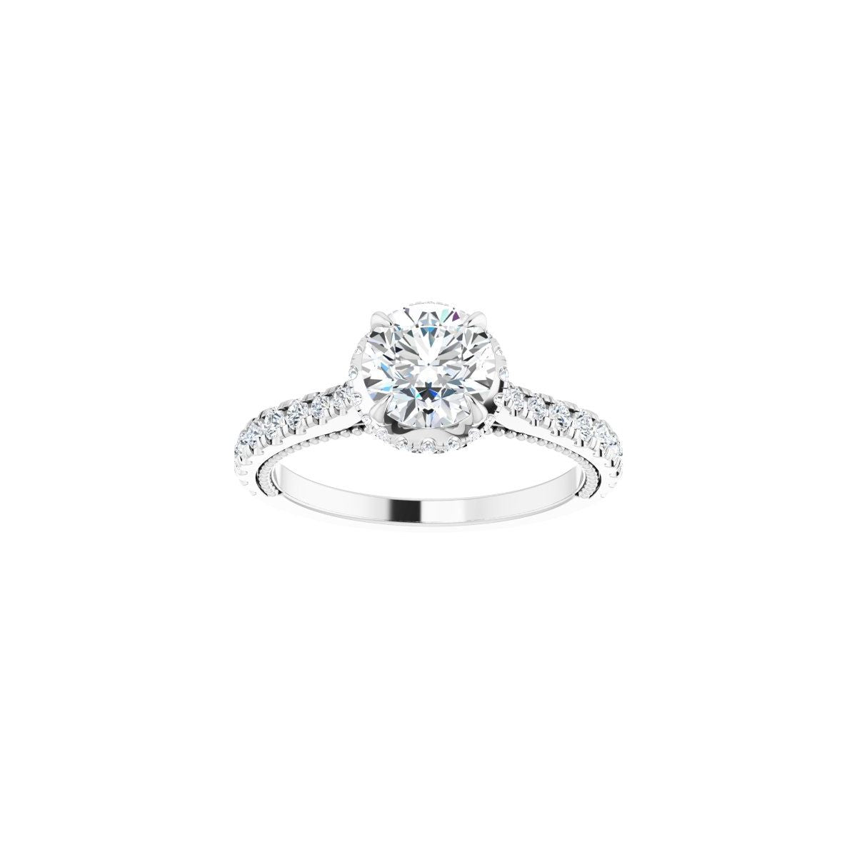 Round Hidden Halo-Style Engagement Ring Semi-Mount - gallery - Series 688997