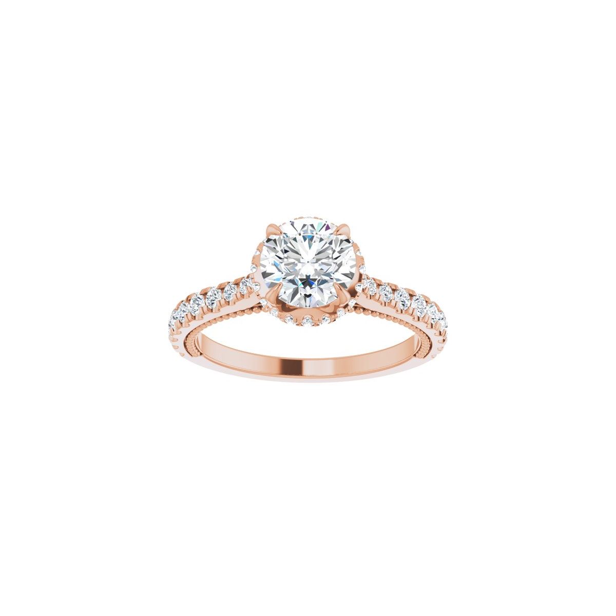Round Hidden Halo-Style Engagement Ring Semi-Mount - gallery - Series 688997