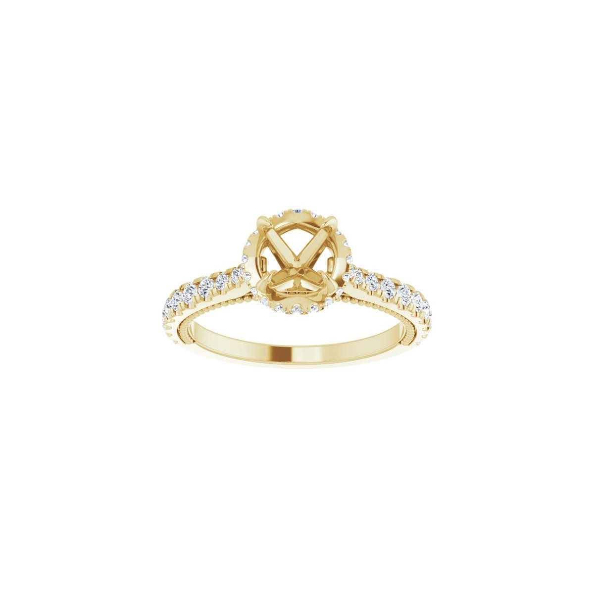 Round Hidden Halo-Style Engagement Ring Semi-Mount - gallery - Series 688997