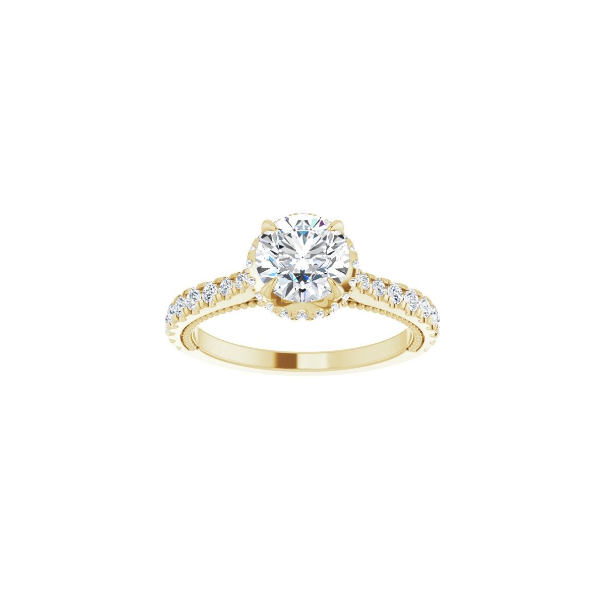 Round Hidden Halo-Style Engagement Ring Semi-Mount - gallery - Series 688997