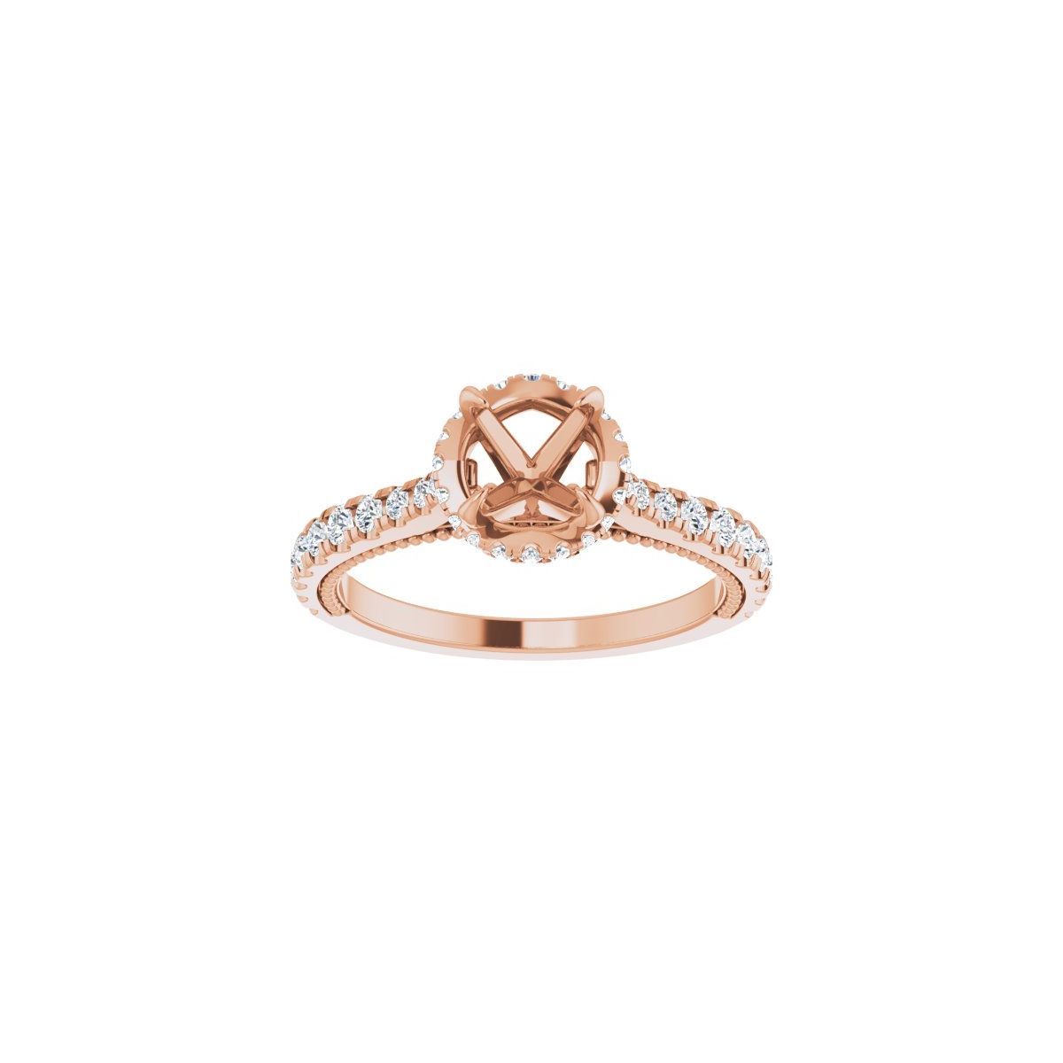 Round Hidden Halo-Style Engagement Ring Semi-Mount - gallery - Series 688997