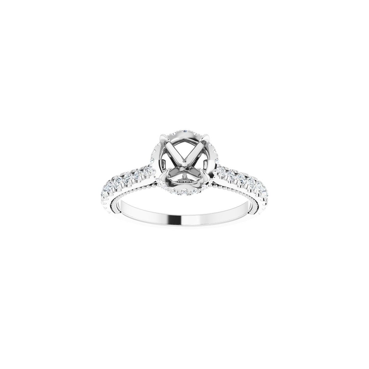 Round Hidden Halo-Style Engagement Ring Semi-Mount - gallery - Series 688997