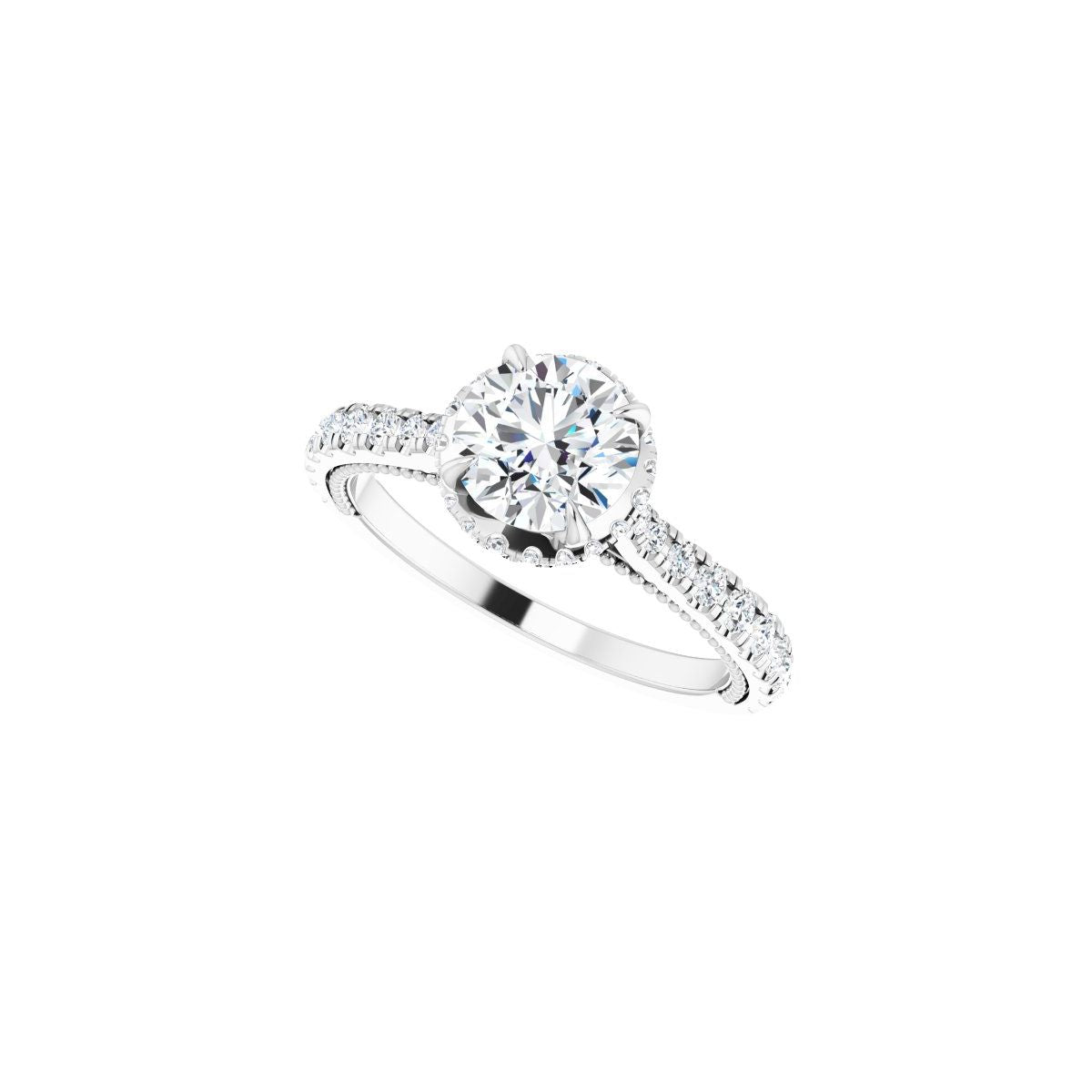 Round Hidden Halo-Style Engagement Ring Semi-Mount - gallery - Series 688997