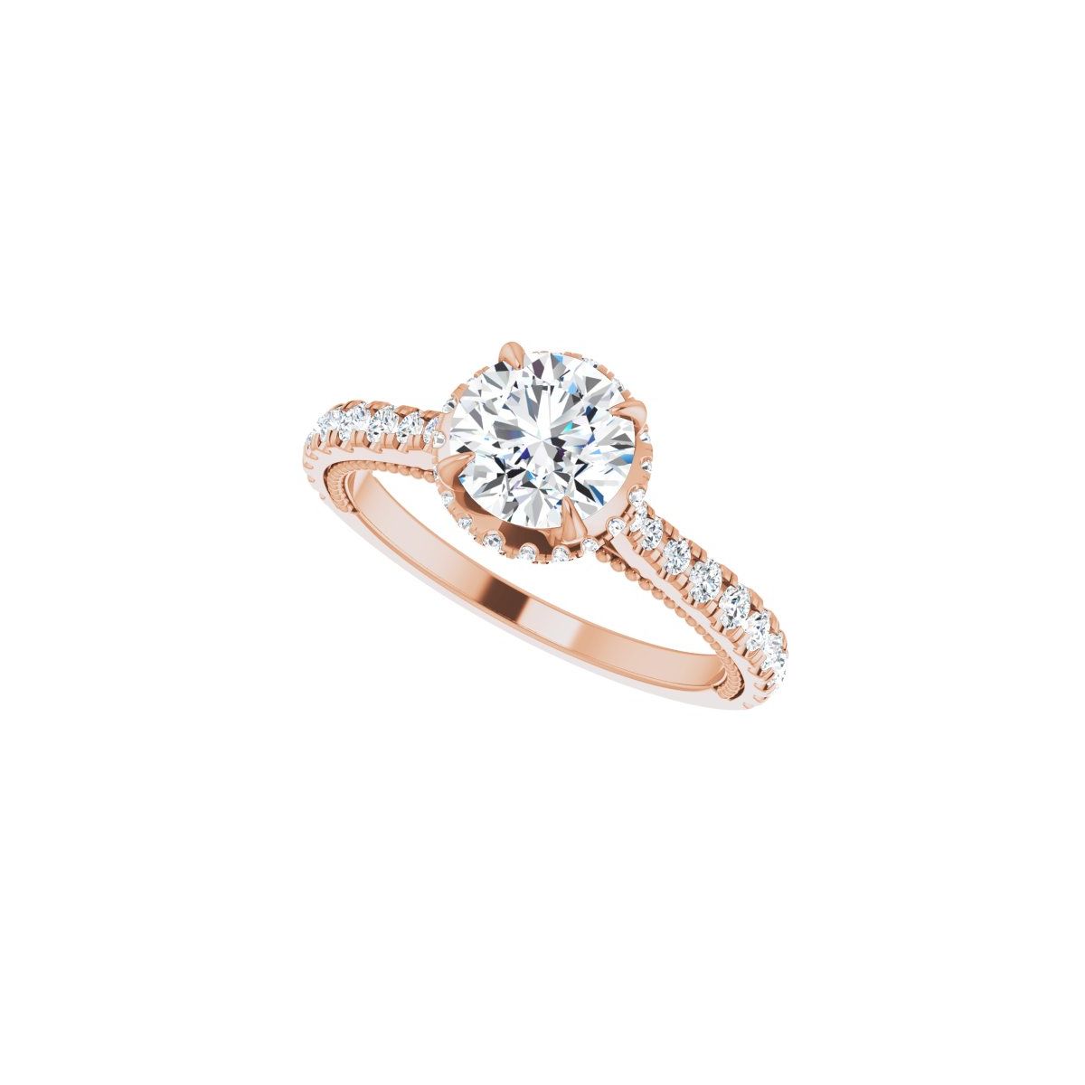 Round Hidden Halo-Style Engagement Ring Semi-Mount - gallery - Series 688997