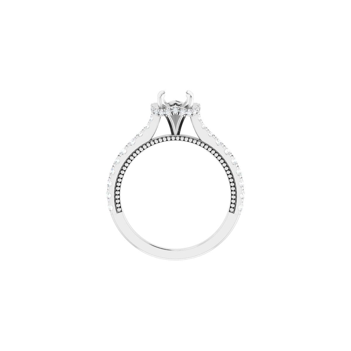 Round Hidden Halo-Style Engagement Ring Semi-Mount - gallery - Series 688997