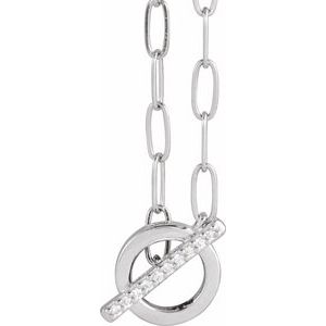 14K White Gold .04 CTW Natural Diamond Toggle 16" Necklace
