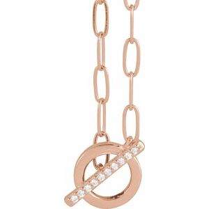 14K Rose Gold .04 CTW Natural Diamond Toggle 16" Necklace