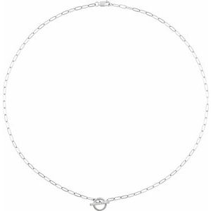 Sterling Silver .04 CTW Natural Diamond Toggle 16" Necklace