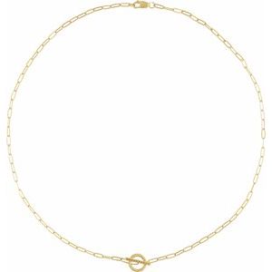14K Yellow Gold 1 mm Round Accented Toggle 16" Necklace Mounting