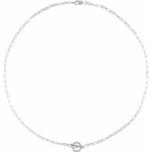 14K White Gold 1 mm Round Accented Toggle 16" Necklace Mounting