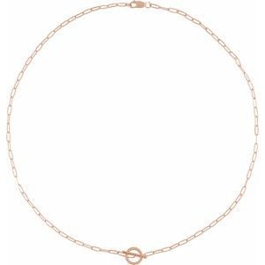 14K Rose Gold 1 mm Round Accented Toggle 16" Necklace Mounting