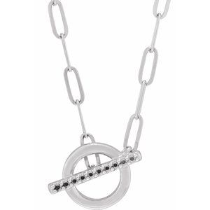 14K White Gold 1 mm Round Accented Toggle 16" Necklace Mounting