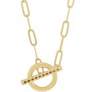 14K Yellow Gold 1 mm Round Accented Toggle 16" Necklace Mounting
