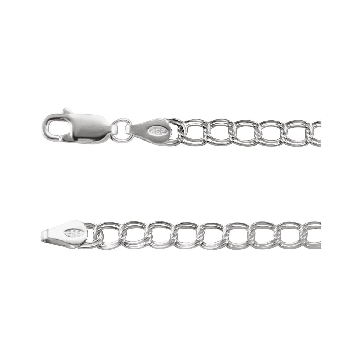 4 mm Double Link Curb Chain Bracelet (4 Mm / 7 In) - Sterling Silver - Series CH330