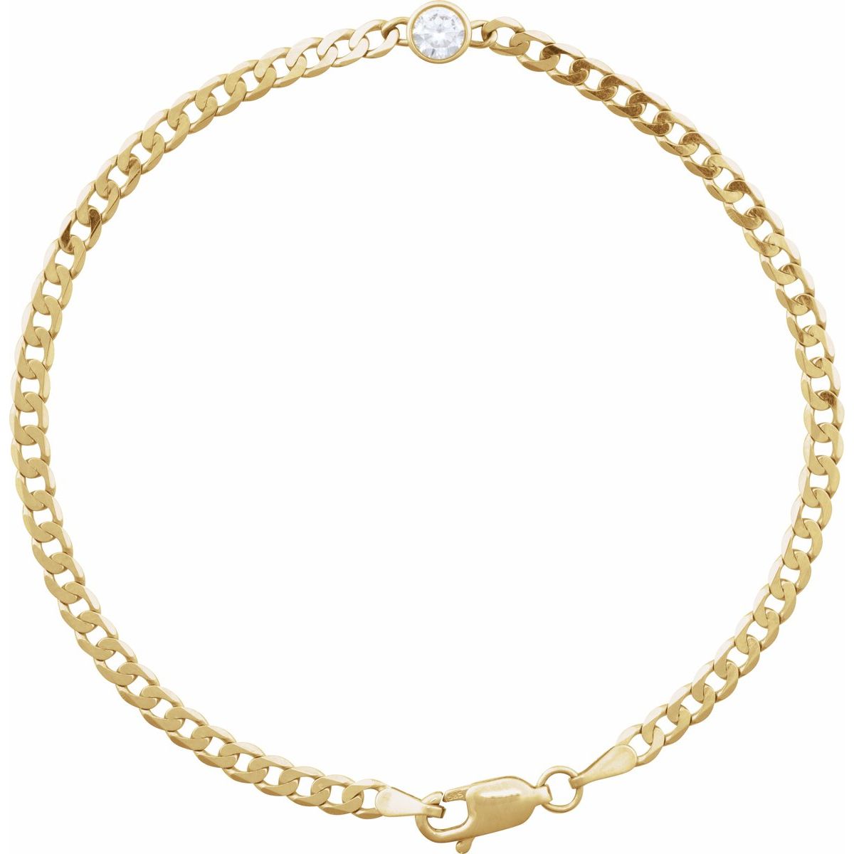 Bezel-Set Solitaire Curb Link Bracelet - Series BRC922