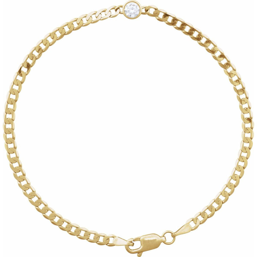 Bezel-Set Solitaire Curb Link Bracelet - Series BRC922