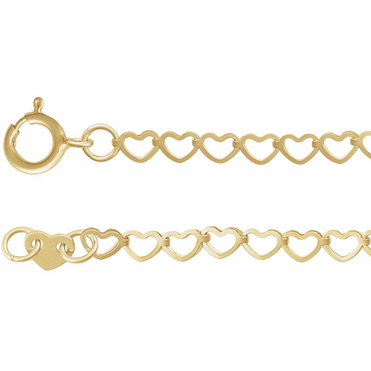 2.5 mm Heart Chain Bracelet (2.5 Mm / 9 In) - Series CH1231