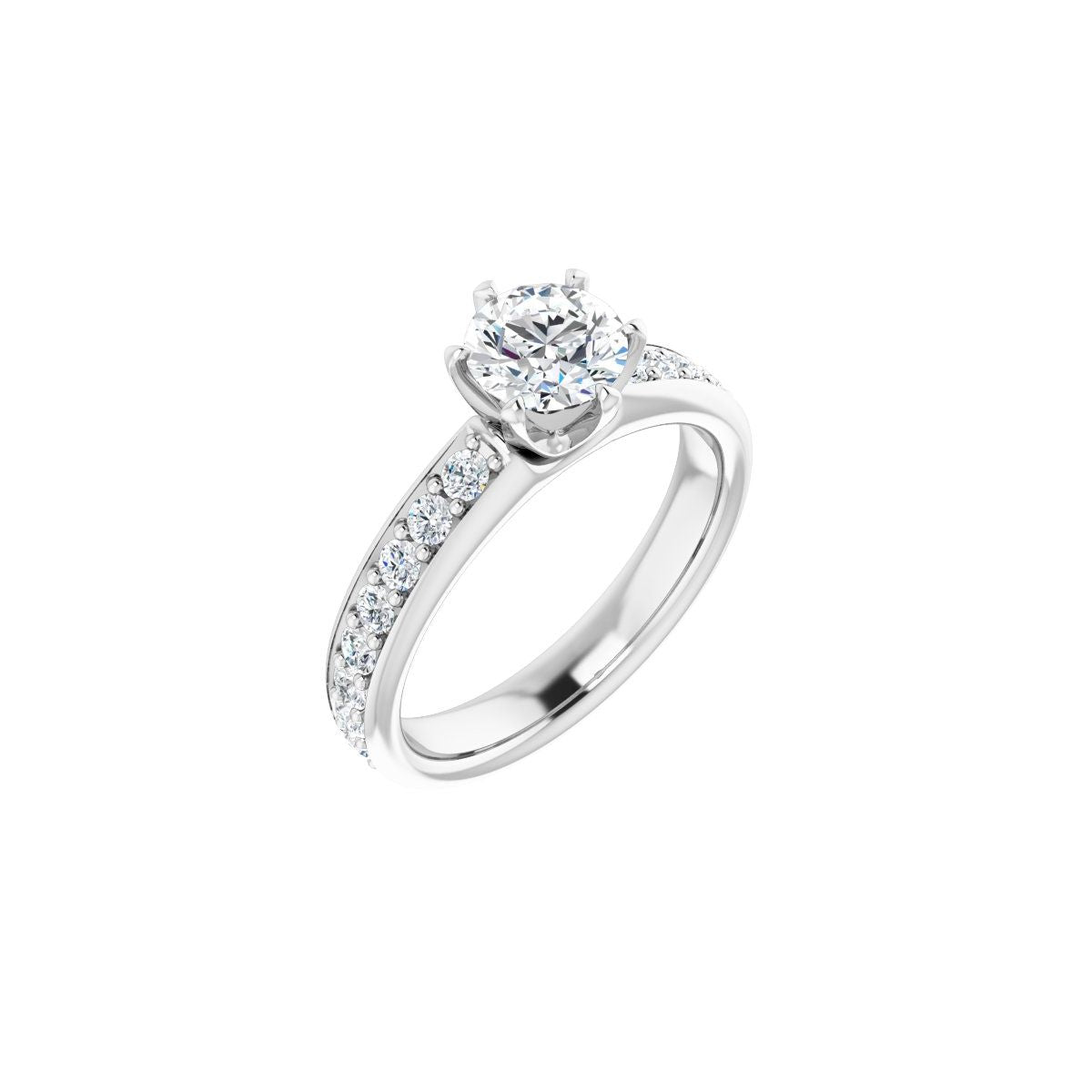 Natural Diamond Semi-Set 1/2 CTW Round Solstice Solitaire Engagement Ring (6 Mm) - 14K Gold - Series 122011