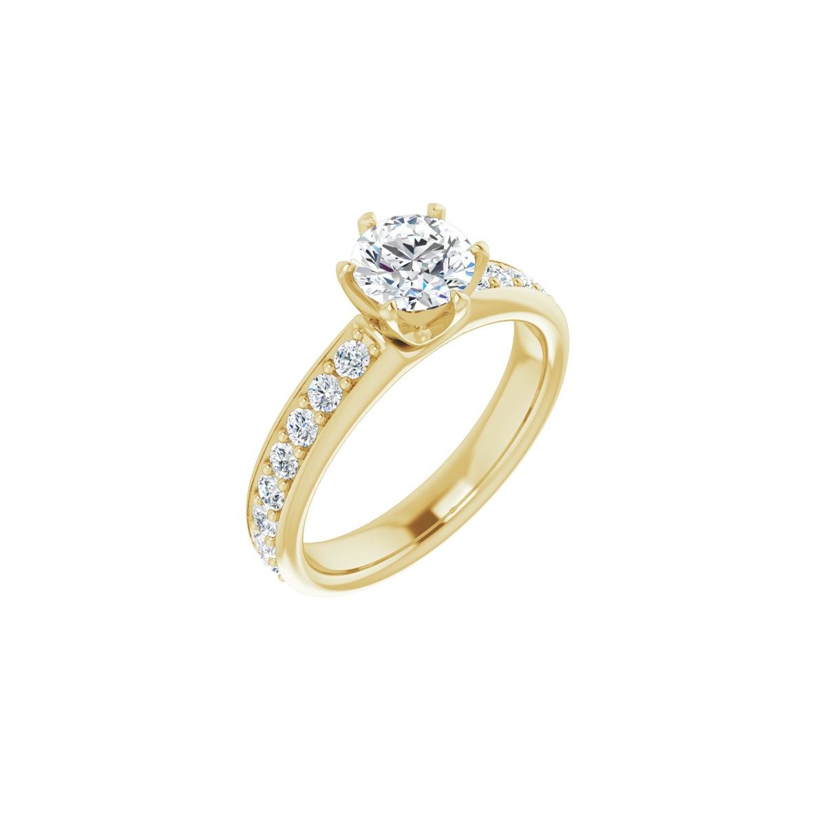 Natural Diamond Semi-Set 1/2 CTW Round Solstice Solitaire Engagement Ring (6 Mm) - 14K Gold - Series 122011